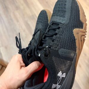 Under Armour Black Mesh Athletic Shoes with Brown Sole